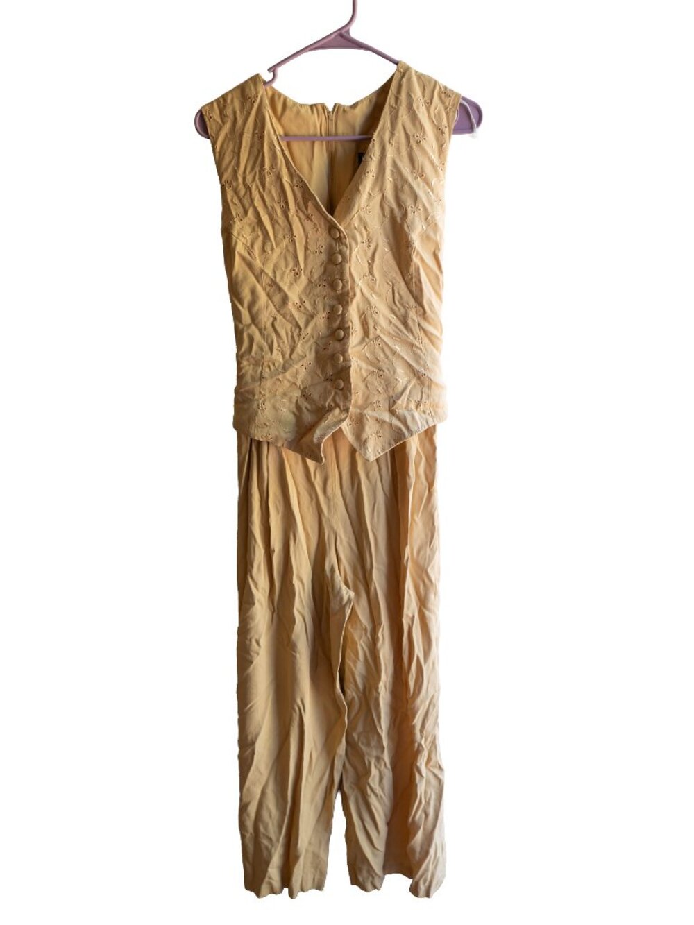 Vintage Incite Muted Yellow Jumpsuit w/ Vest Top - L/XL
